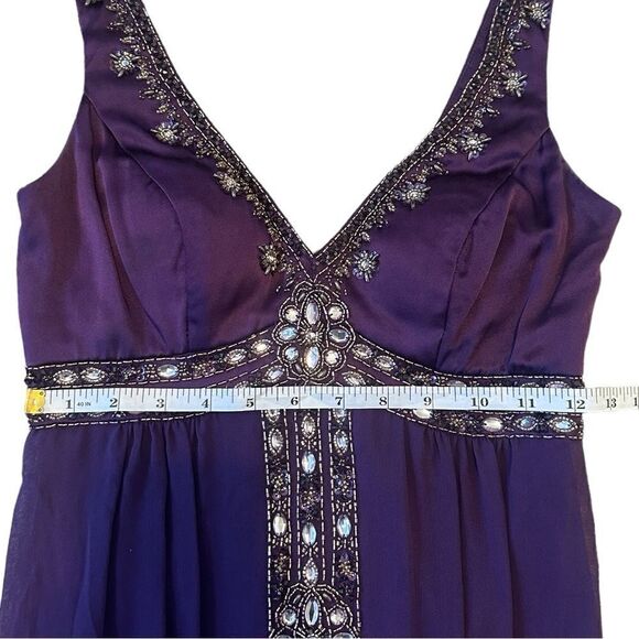 Sue Wong Nocturne Silk Purple Embellished Gatsby Style Formal Mini Dress Size 0 - Picture 7 of 11